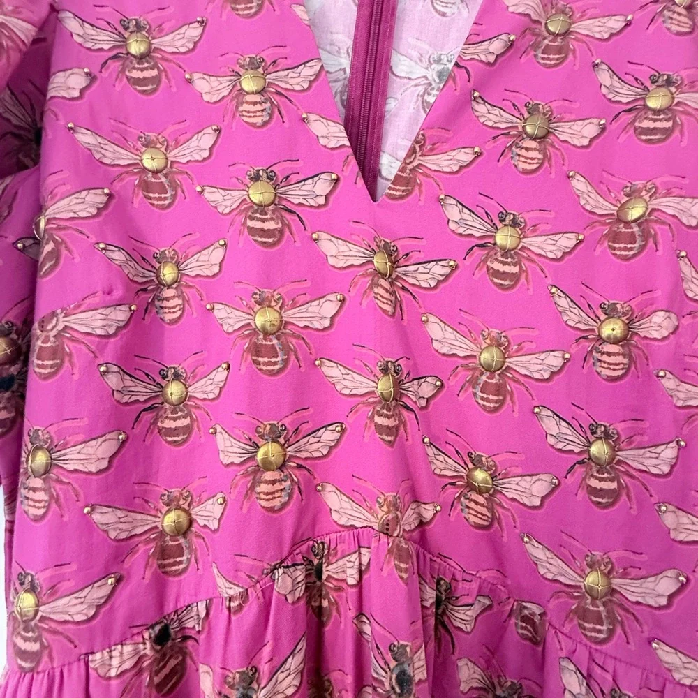 Pink Merlot Bee Print Sheridan French Dress - Picture 2 of 4